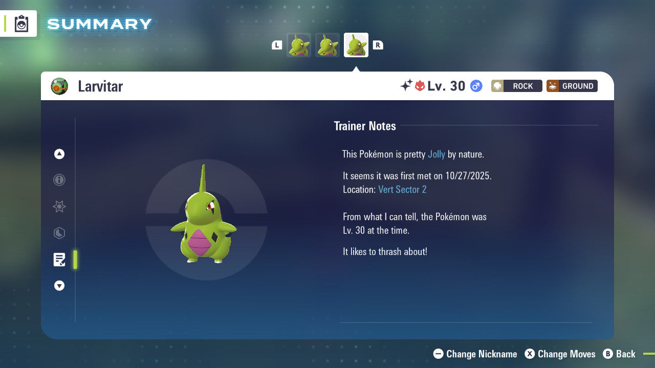 Pokemon Legends ZA Alpha Shiny Larvitar 6IV-EV Trained - Pokemon4Ever