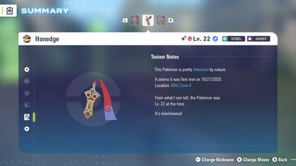 Pokemon Legends ZA Alpha Shiny Honedge 6IV-EV Trained - Pokemon4Ever