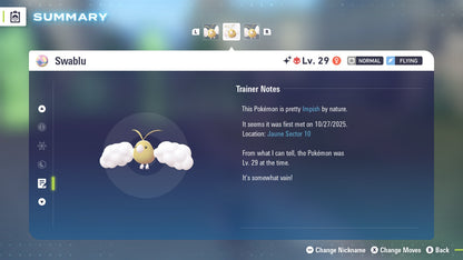 Pokemon Legends ZA Alpha Shiny Swablu 6IV-EV Trained - Pokemon4Ever