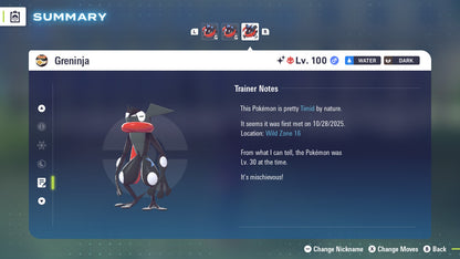 Pokemon Legends ZA Alpha Shiny Greninja 6IV-EV Trained - Pokemon4Ever