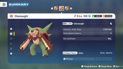 Pokemon Legends ZA Alpha Shiny Chesnaught 6IV-EV Trained - Pokemon4Ever