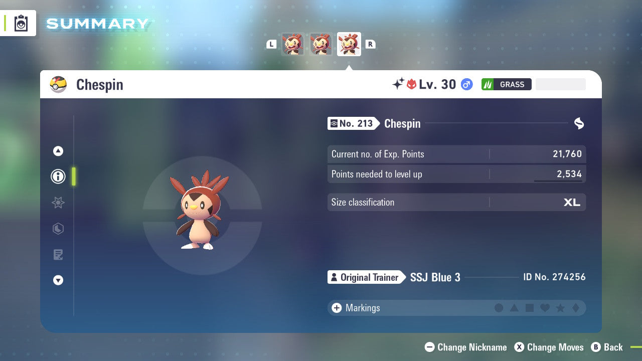 Pokemon Legends ZA Alpha Shiny Chespin 6IV-EV Trained – Pokemon4Ever