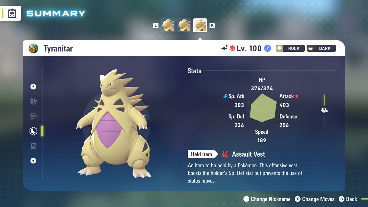 Pokemon Legends ZA Alpha Shiny Tyranitar 6IV-EV Trained - Pokemon4Ever