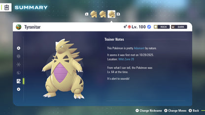 Pokemon Legends ZA Alpha Shiny Tyranitar 6IV-EV Trained - Pokemon4Ever