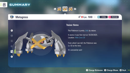 Pokemon Legends ZA Alpha Shiny Metagross 6IV-EV Trained - Pokemon4Ever