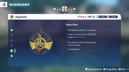 Pokemon Legends ZA Alpha Shiny Aegislash 6IV-EV Trained - Pokemon4Ever