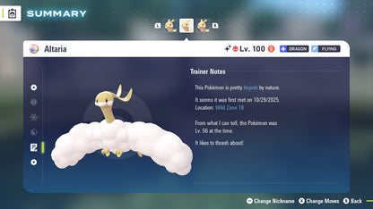 Pokemon Legends ZA Alpha Shiny Altaria 6IV-EV Trained - Pokemon4Ever