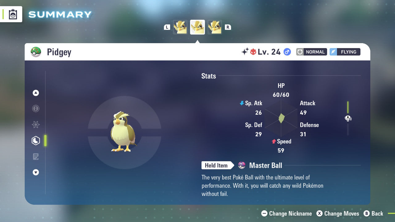 Pokemon Legends ZA Alpha Shiny Pidgey 6IV-EV Trained - Pokemon4Ever