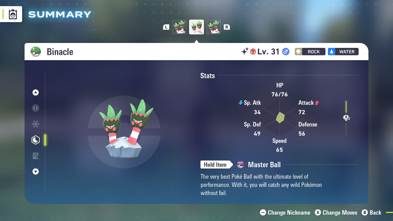 Pokemon Legends ZA Alpha Shiny Binacle 6IV-EV Trained - Pokemon4Ever