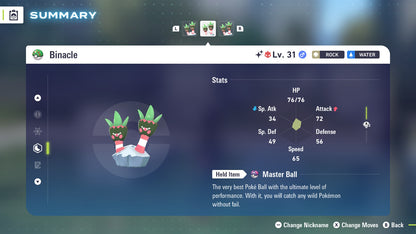 Pokemon Legends ZA Alpha Shiny Binacle 6IV-EV Trained - Pokemon4Ever