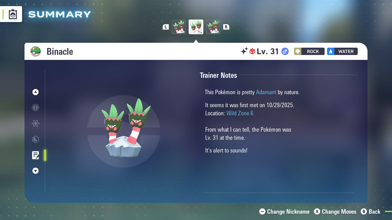 Pokemon Legends ZA Alpha Shiny Binacle 6IV-EV Trained - Pokemon4Ever