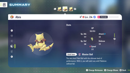 Pokemon Legends ZA Alpha Shiny Abra 6IV-EV Trained - Pokemon4Ever