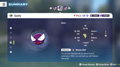 Pokemon Legends ZA Alpha Shiny Gastly 6IV-EV Trained - Pokemon4Ever