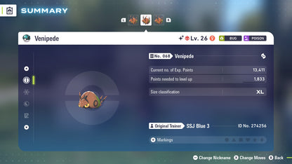 Pokemon Legends ZA Alpha Shiny Venipede 6IV-EV Trained - Pokemon4Ever