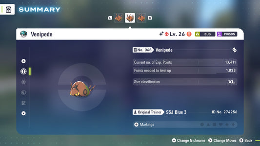 Pokemon Legends ZA Alpha Shiny Venipede 6IV-EV Trained - Pokemon4Ever