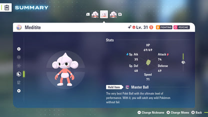 Pokemon Legends ZA Alpha Shiny Meditite 6IV-EV Trained - Pokemon4Ever