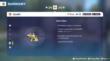 Pokemon Legends ZA Alpha Shiny Sandile 6IV-EV Trained - Pokemon4Ever