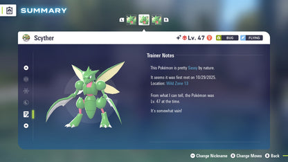 Pokemon Legends ZA Alpha Shiny Scyther 6IV-EV Trained - Pokemon4Ever
