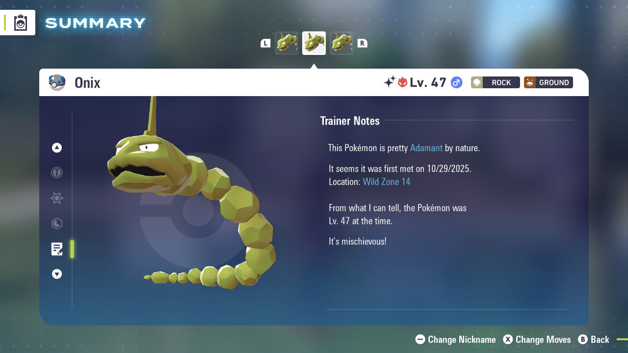 Pokemon Legends ZA Alpha Shiny Onix 6IV-EV Trained - Pokemon4Ever