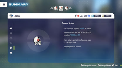 Pokemon Legends ZA Alpha Shiny Aron 6IV-EV Trained - Pokemon4Ever