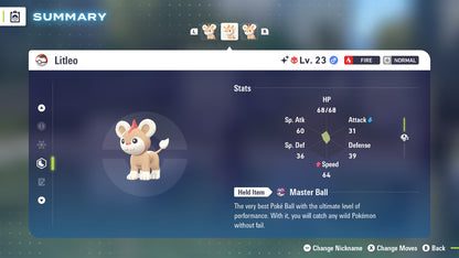 Pokemon Legends ZA Alpha Shiny Litleo-M 6IV-EV Trained - Pokemon4Ever