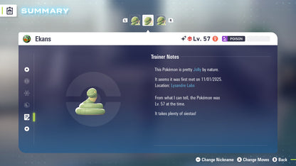 Pokemon Legends ZA Alpha Shiny Ekans 6IV-EV Trained - Pokemon4Ever