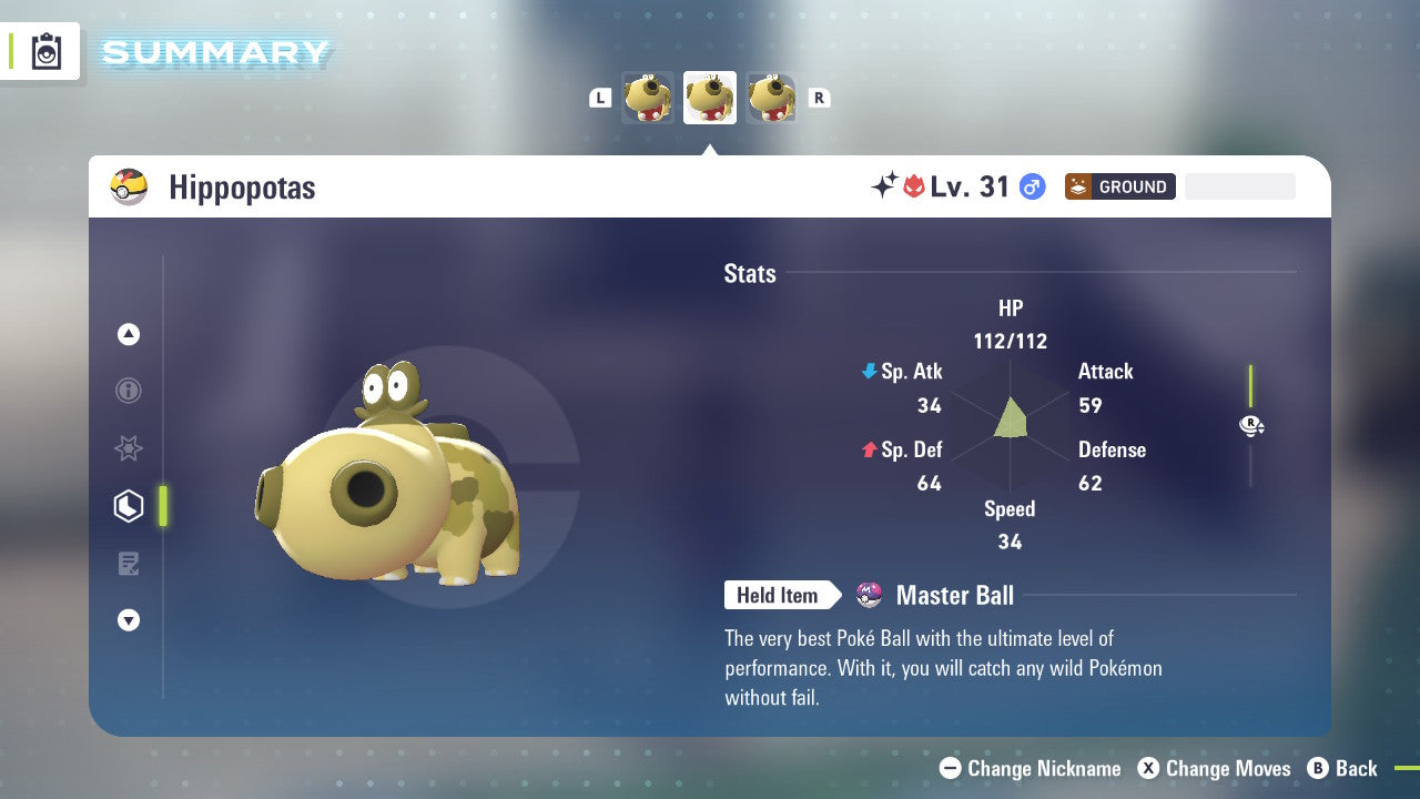 Pokemon Legends ZA Alpha Shiny Hippopotas 6IV-EV Trained - Pokemon4Ever