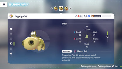 Pokemon Legends ZA Alpha Shiny Hippopotas 6IV-EV Trained - Pokemon4Ever