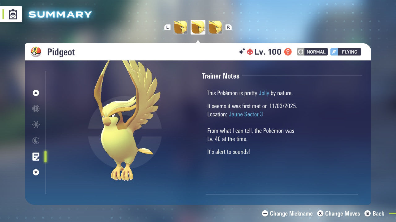 Pokemon Legends ZA Alpha Shiny Pidgeot 6IV-EV Trained - Pokemon4Ever