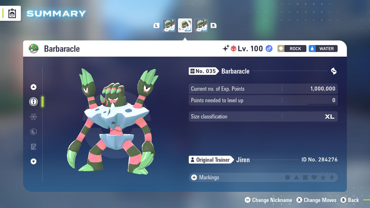 Pokemon Legends ZA Alpha Shiny Barbaracle 6IV-EV Trained