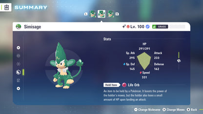 Pokemon Legends ZA Alpha Shiny Simisage 6IV-EV Trained - Pokemon4Ever