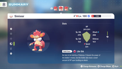 Pokemon Legends ZA Alpha Shiny Simisear 6IV-EV Trained - Pokemon4Ever