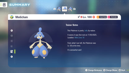 Pokemon Legends ZA Alpha Shiny Medicham 6IV-EV Trained - Pokemon4Ever