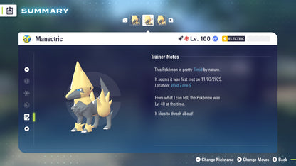 Pokemon Legends ZA Alpha Shiny Manectric 6IV-EV Trained - Pokemon4Ever