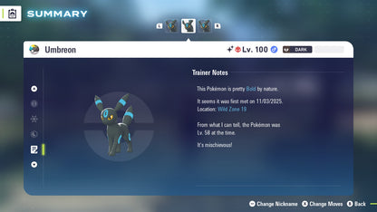 Pokemon Legends ZA Alpha Shiny Umbreon 6IV-EV Trained - Pokemon4Ever