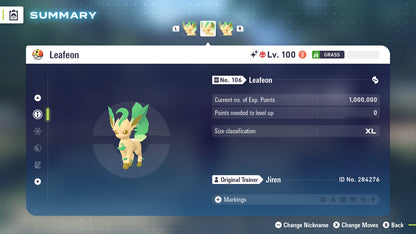 Pokemon Legends ZA Alpha Shiny Leafeon 6IV-EV Trained - Pokemon4Ever