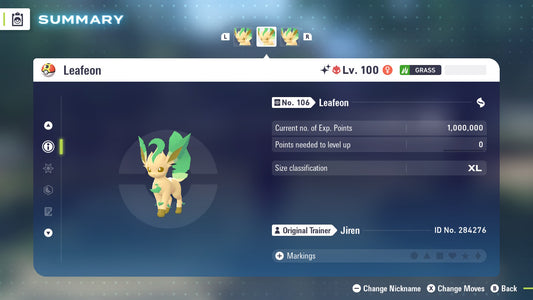 Pokemon Legends ZA Alpha Shiny Leafeon 6IV-EV Trained - Pokemon4Ever