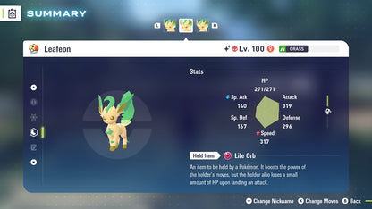 Pokemon Legends ZA Alpha Shiny Leafeon 6IV-EV Trained - Pokemon4Ever