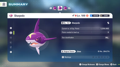 Pokemon Legends ZA Alpha Shiny Sharpedo 6IV-EV Trained - Pokemon4Ever