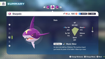 Pokemon Legends ZA Alpha Shiny Sharpedo 6IV-EV Trained - Pokemon4Ever