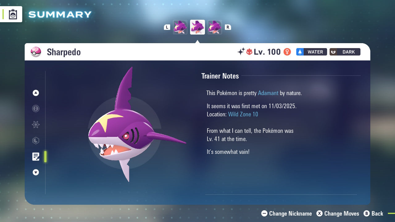 Pokemon Legends ZA Alpha Shiny Sharpedo 6IV-EV Trained - Pokemon4Ever