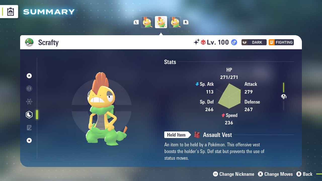 Pokemon Legends ZA Alpha Shiny Scrafty 6IV-EV Trained - Pokemon4Ever