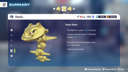 Pokemon Legends ZA Alpha Shiny Steelix 6IV-EV Trained - Pokemon4Ever