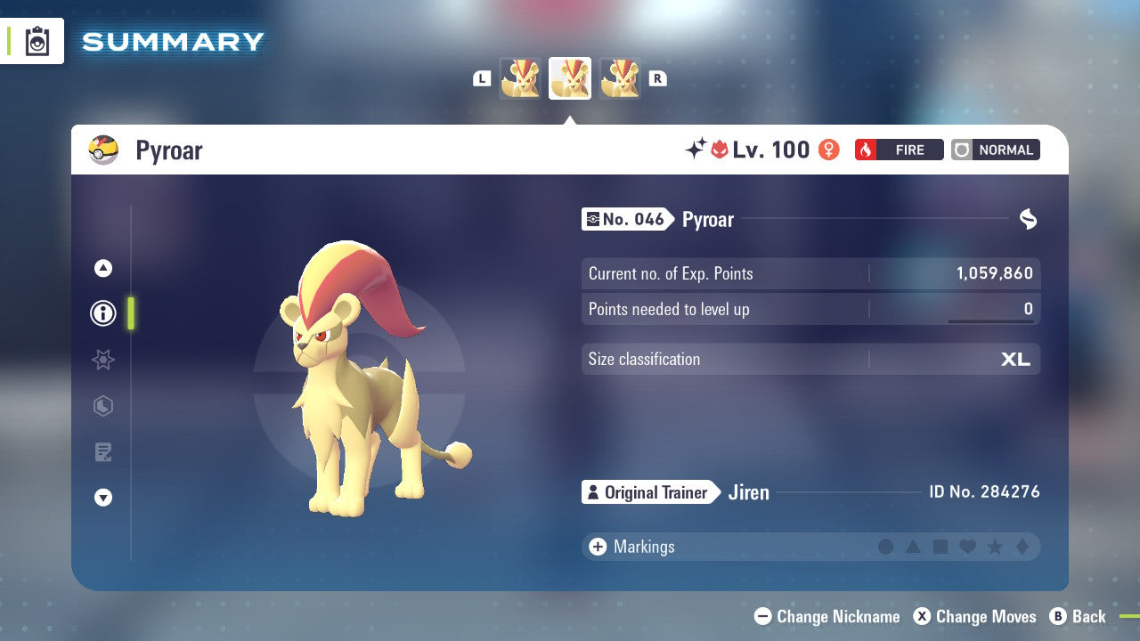 Pokemon Legends ZA Alpha Shiny Pyroar-F 6IV-EV Trained - Pokemon4Ever