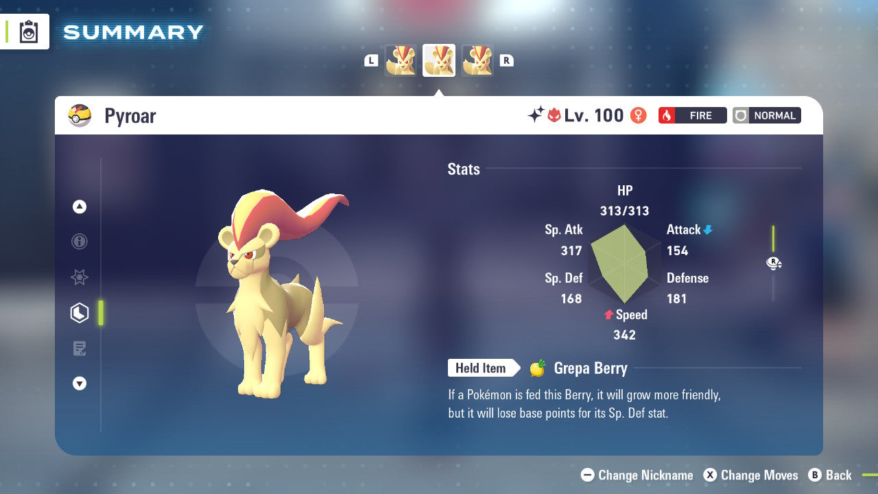 Pokemon Legends ZA Alpha Shiny Pyroar-F 6IV-EV Trained - Pokemon4Ever