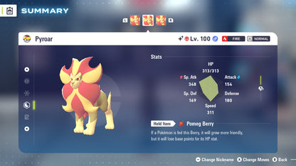 Pokemon Legends ZA Alpha Shiny Pyroar-M 6IV-EV Trained - Pokemon4Ever