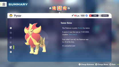 Pokemon Legends ZA Alpha Shiny Pyroar-M 6IV-EV Trained - Pokemon4Ever