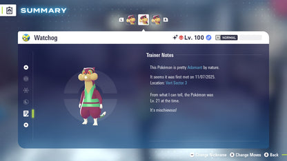 Pokemon Legends ZA Alpha Shiny Watchog 6IV-EV Trained - Pokemon4Ever