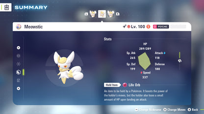 Pokemon Legends ZA Alpha Shiny Meowstic-F 6IV-EV Trained - Pokemon4Ever