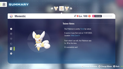 Pokemon Legends ZA Alpha Shiny Meowstic-F 6IV-EV Trained - Pokemon4Ever